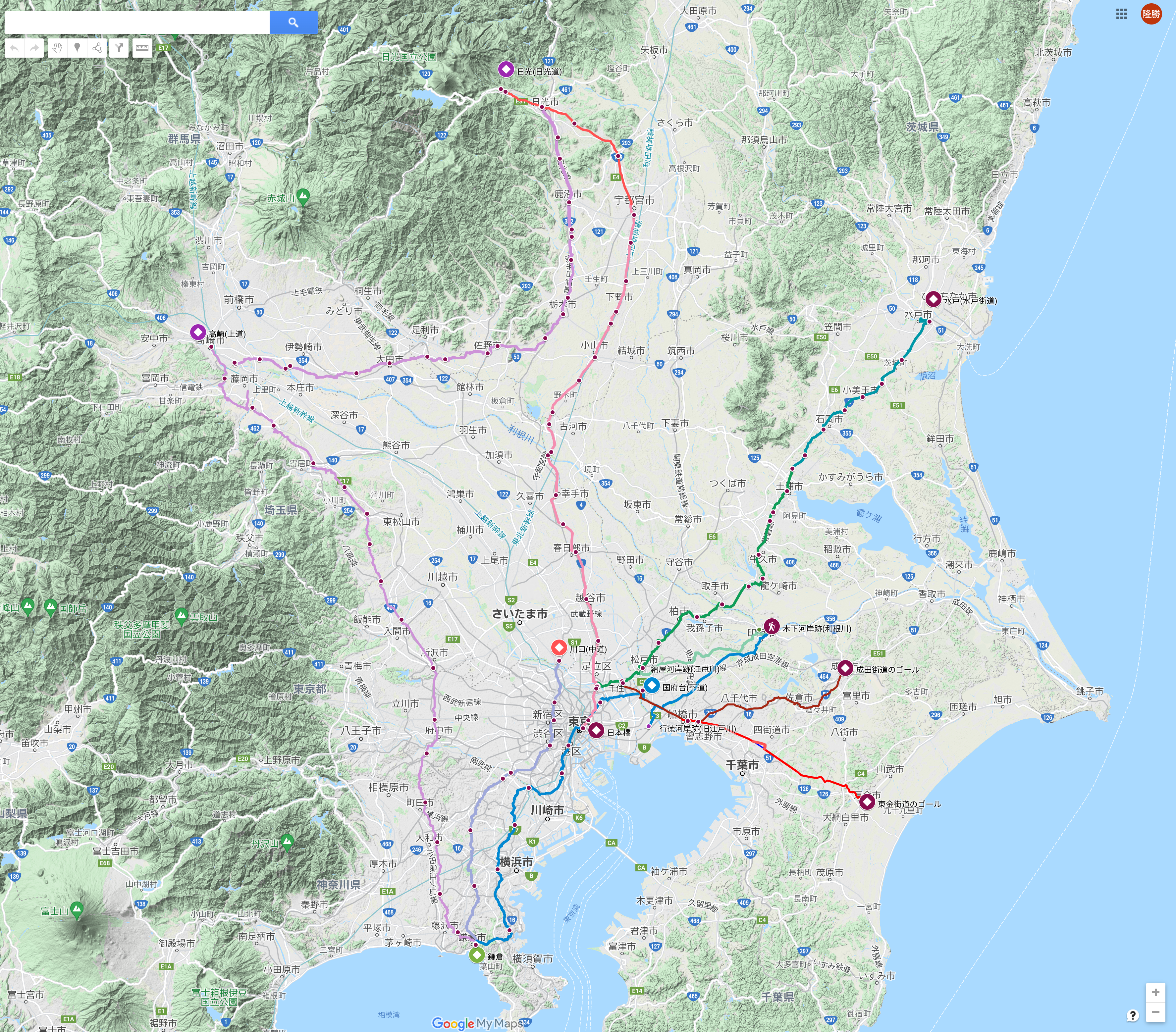 “A3:関東古道マップ(計画中を含めて)”